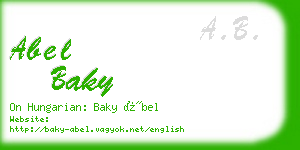 abel baky business card
